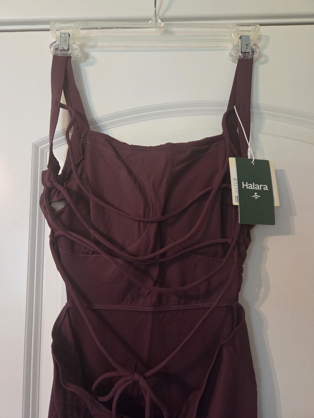 Halara Ruched Lace Up Bodycon Midi Casual Dress - Picture 7 of 8
